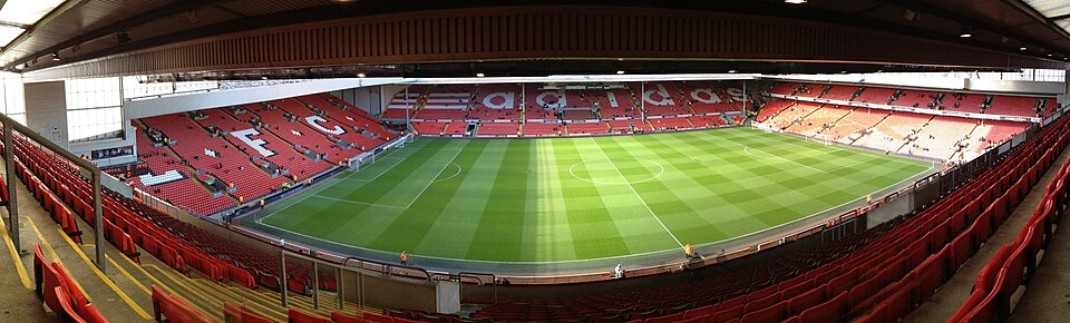 Vista panorámica del estadio de Anfield en un día de partido